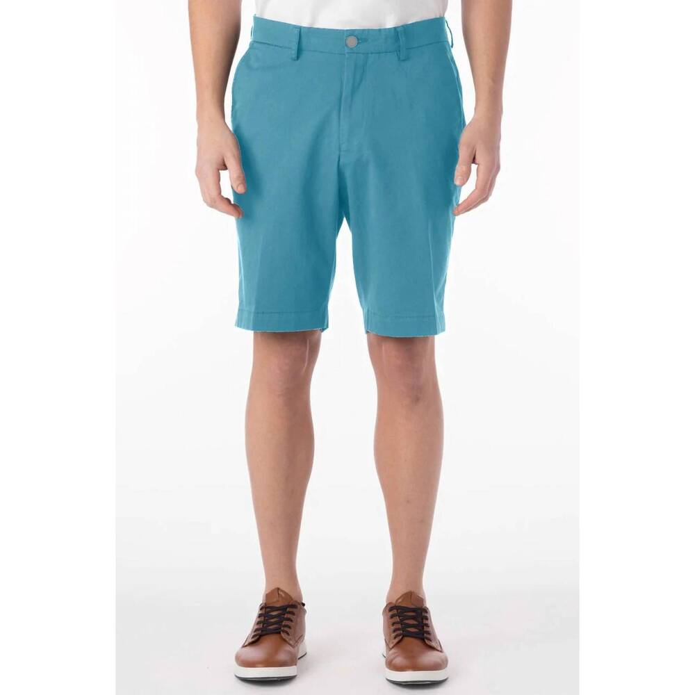 NEW BALLIN techno-cotton sateen performance shorts in aqua